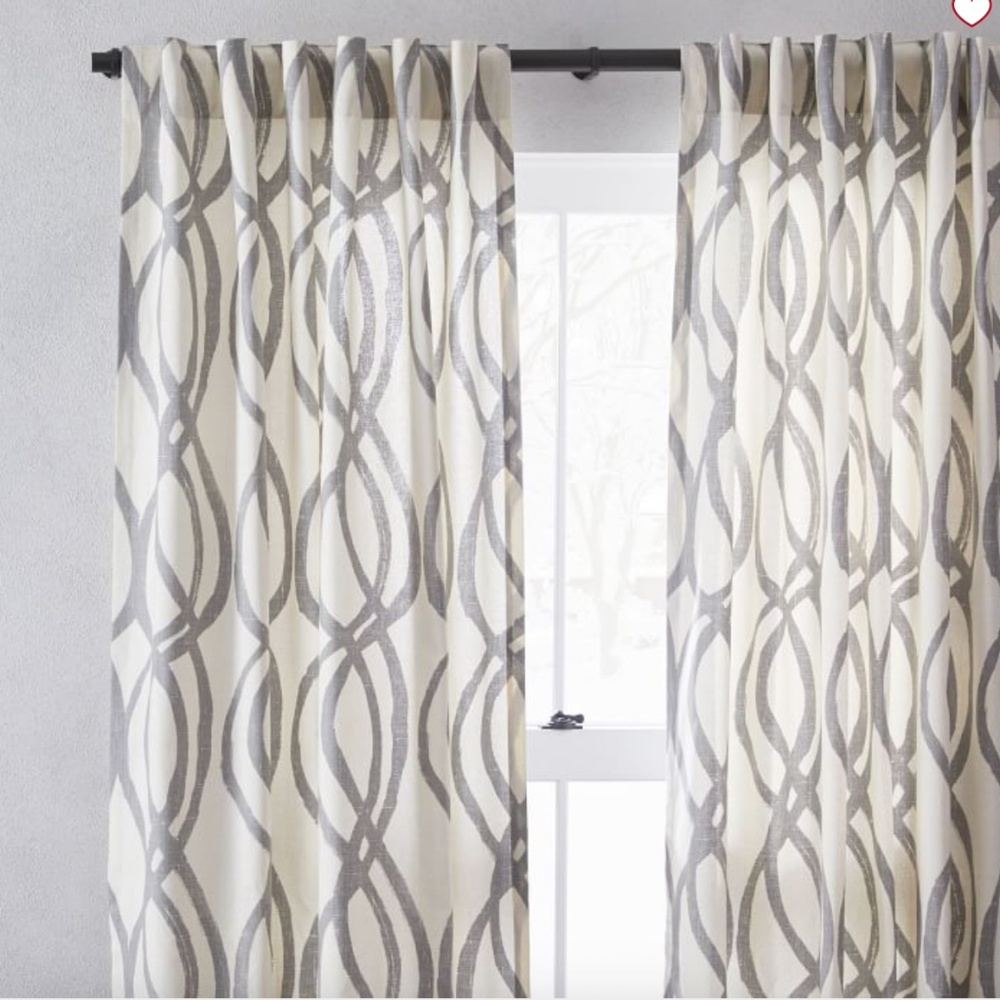 West Elm Grey Scribble 48"x84" curtains (2 panels)